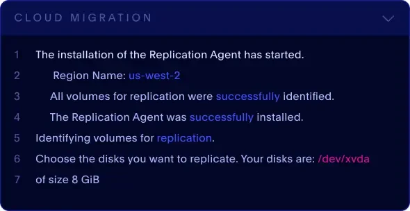 cloud migration log