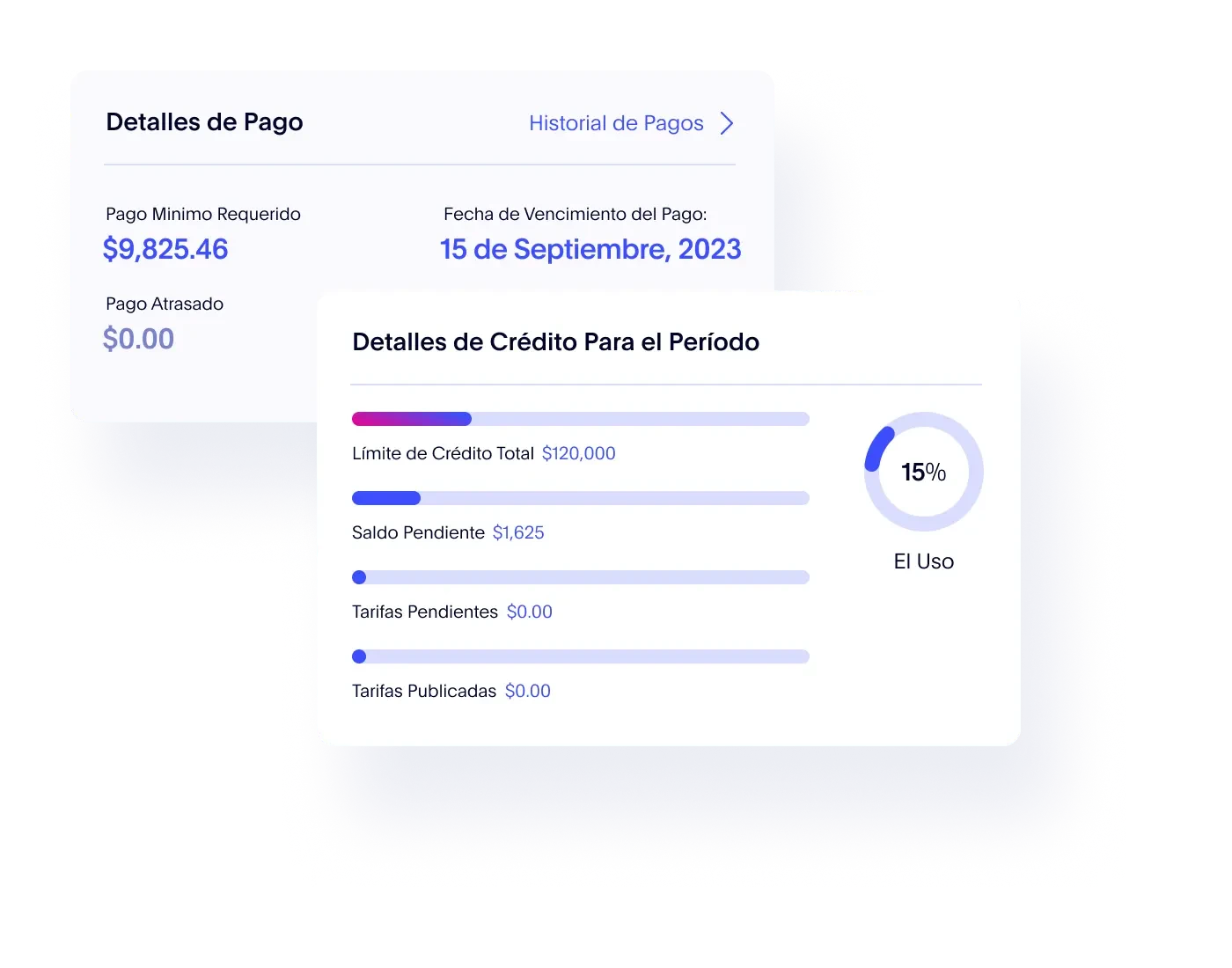 Interfaz de usuario de detalles de pago