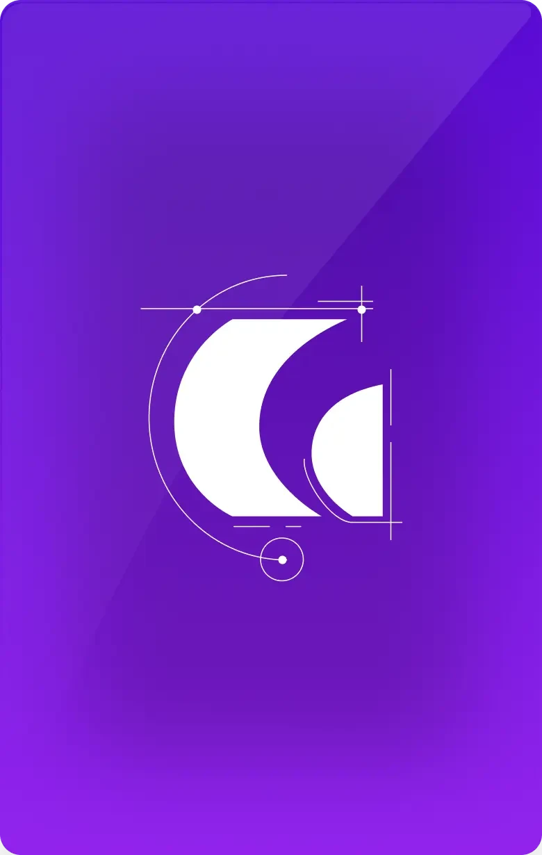 gran ilustración de tarjeta morada con el logotipo de galileo