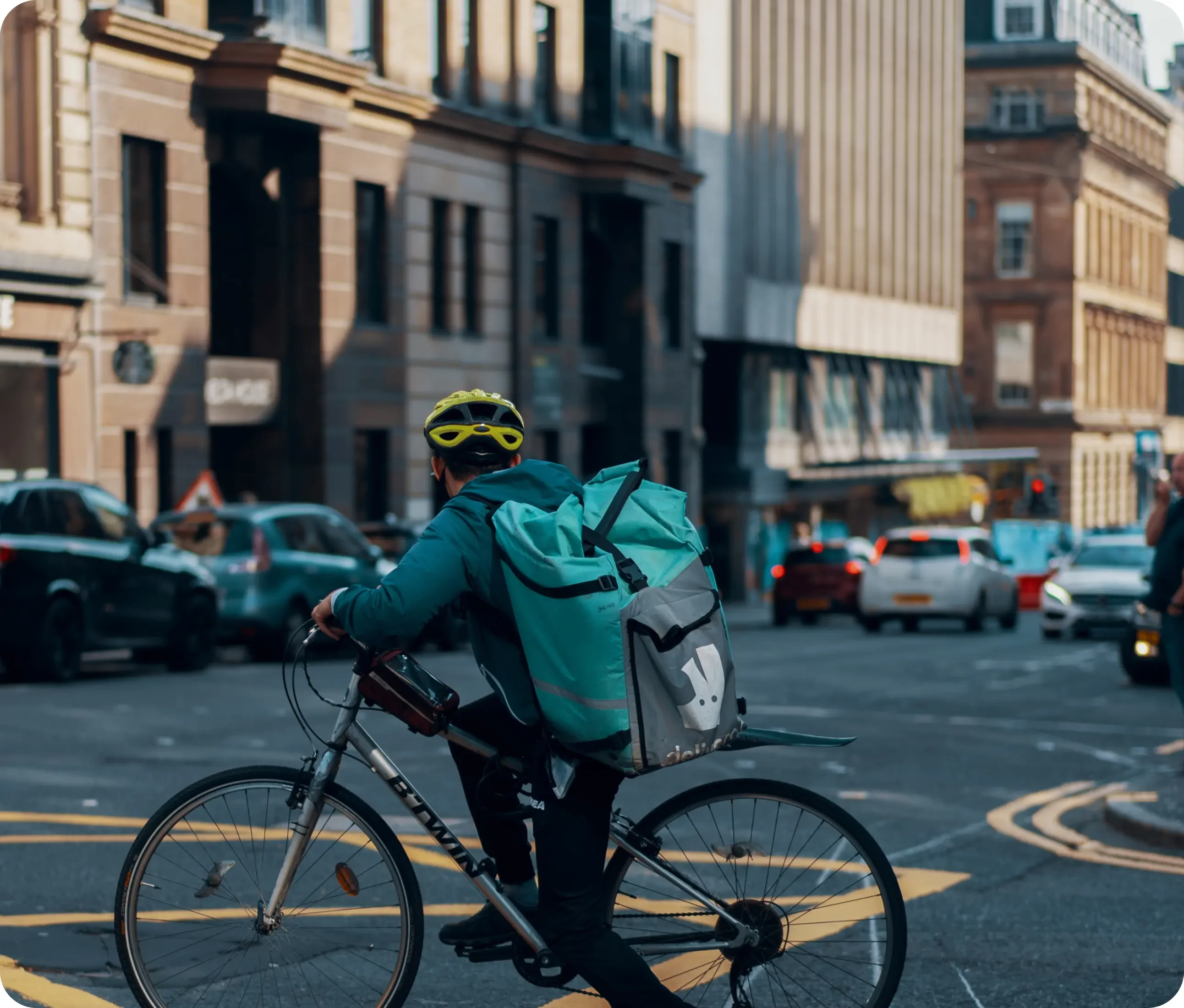 Person on bike delivering goods