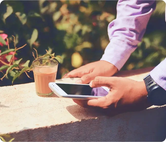 man checking phone